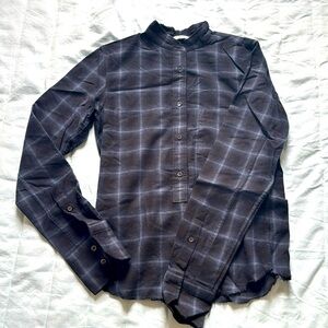 Helmut Lang Dark Gray Windowpane Plaid Cashmere
Wool Shirt
